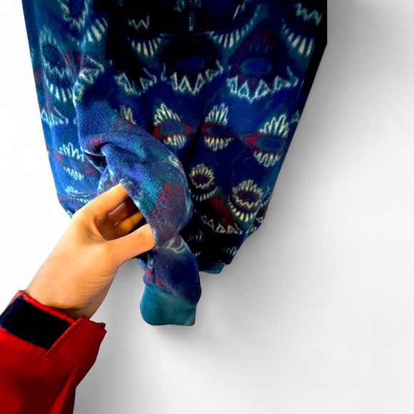 Retro Fleece- 80's/90's Pattern- Pullover Size Large- Blue/Green- Zip Up - Picture 3 of 4